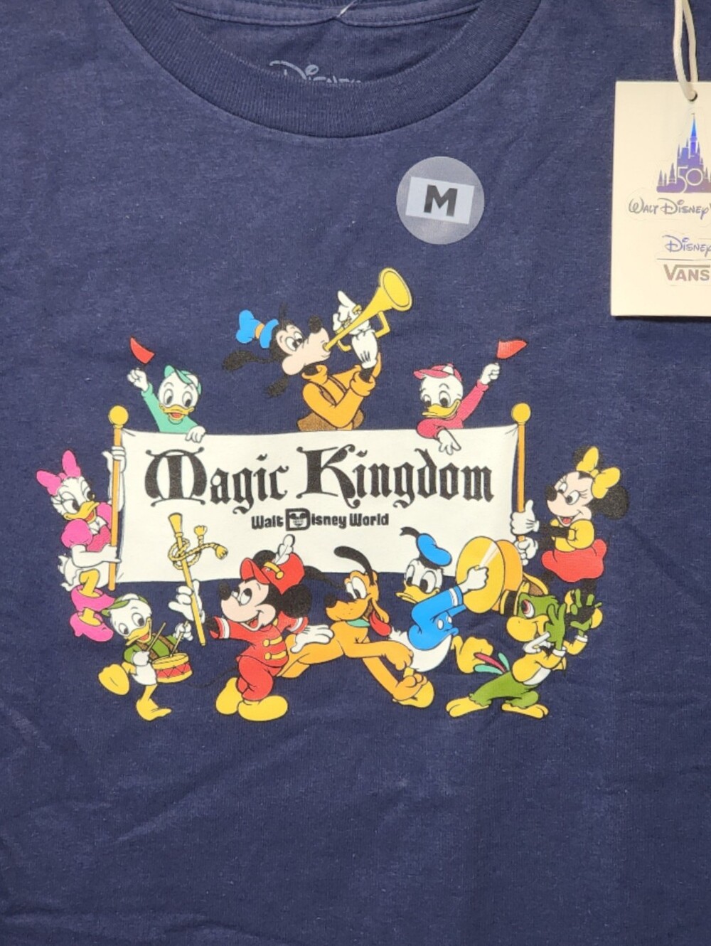 Disney VANS - KIDS Navy Blue Magic Kingdom T-Shirt - WDW 50th - Size M - NWT - Picture 3 of 7